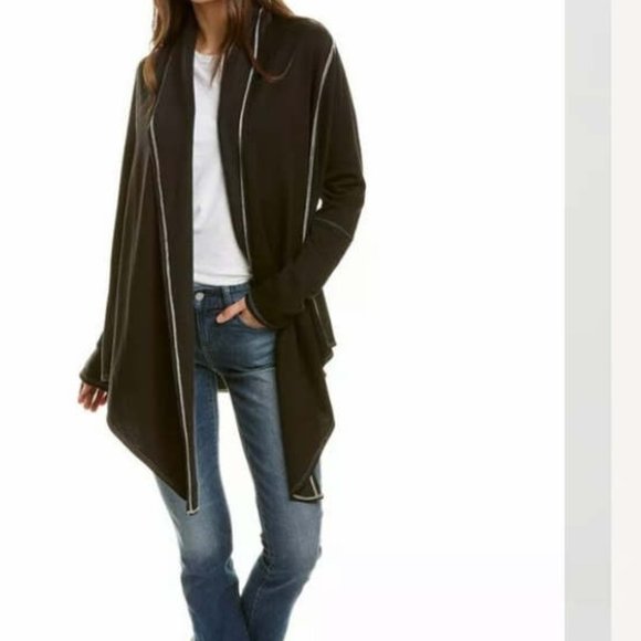 Johnny Was Calme Fleece Long Draped Cardigan Black XL - Picture 1 of 16